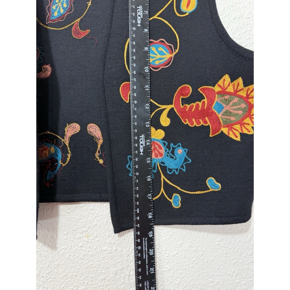 Vtg Boho Wool Vest Womens L Colorful Art Artsy Earthy - Picture 6 of 6